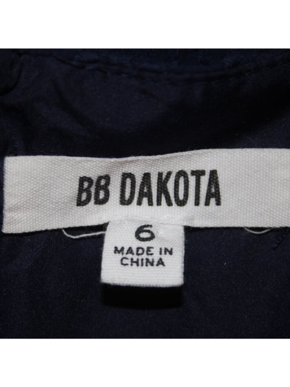 BB Dakota Dress Sz 6 Navy Blue Embroidered Round Neck Sleeveless Cotton Dress - Picture 5 of 10